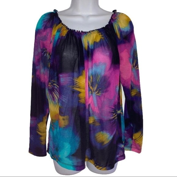 Worthington Sheer Multicolored Top M - Picture 1 of 5